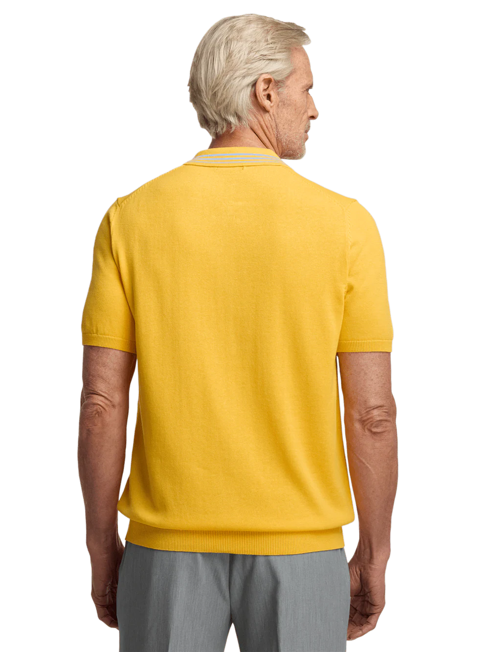 Cotton Full Zip Polo - Yellow - Image 5