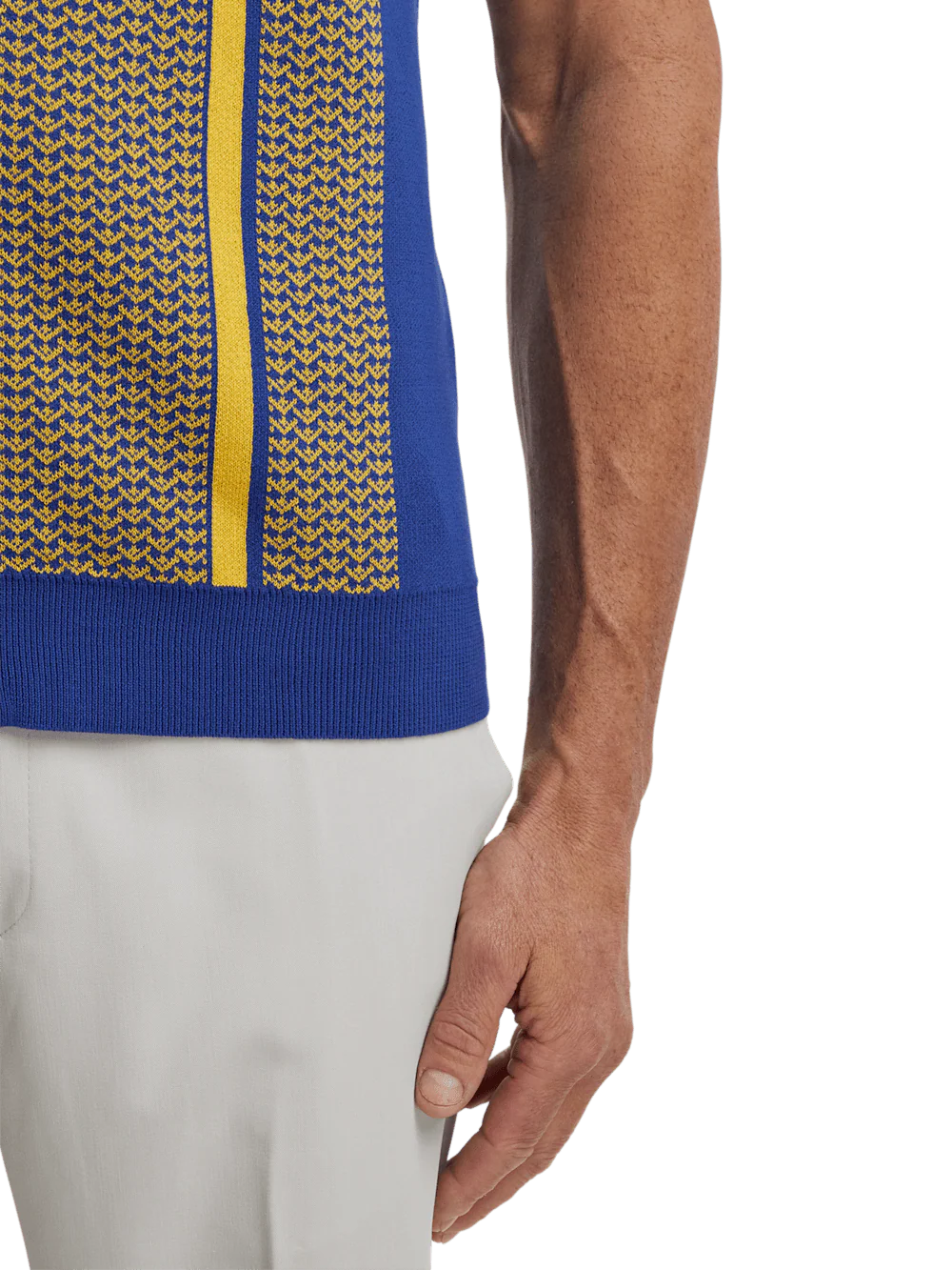 Cotton Full Zip Polo - Cobalt/yellow - Image 4