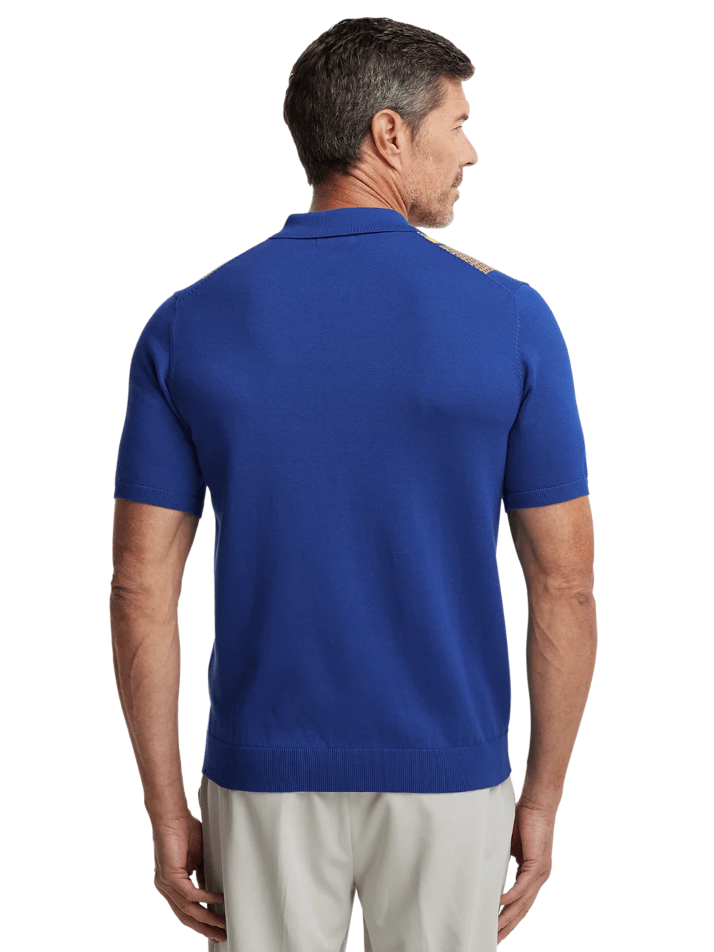 Cotton Full Zip Polo - Cobalt/yellow - Image 5
