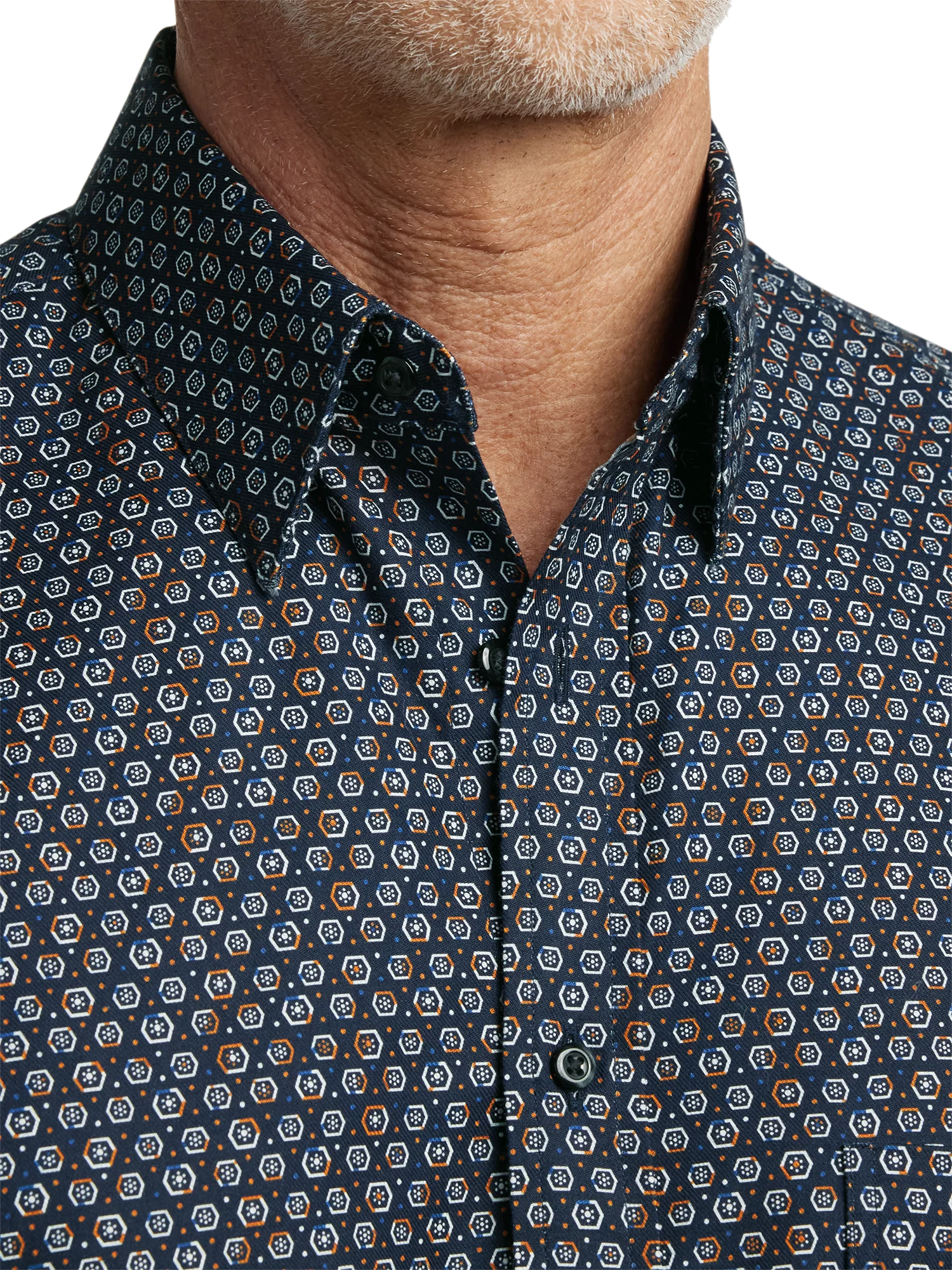 Cotton Geometric Print Casual Shirt - Blue - Image 3