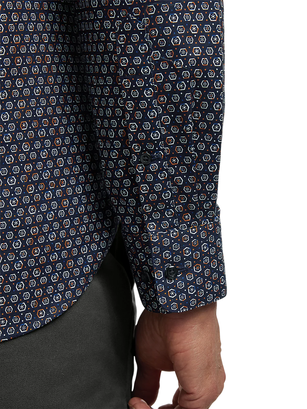 Cotton Geometric Print Casual Shirt - Blue - Image 4