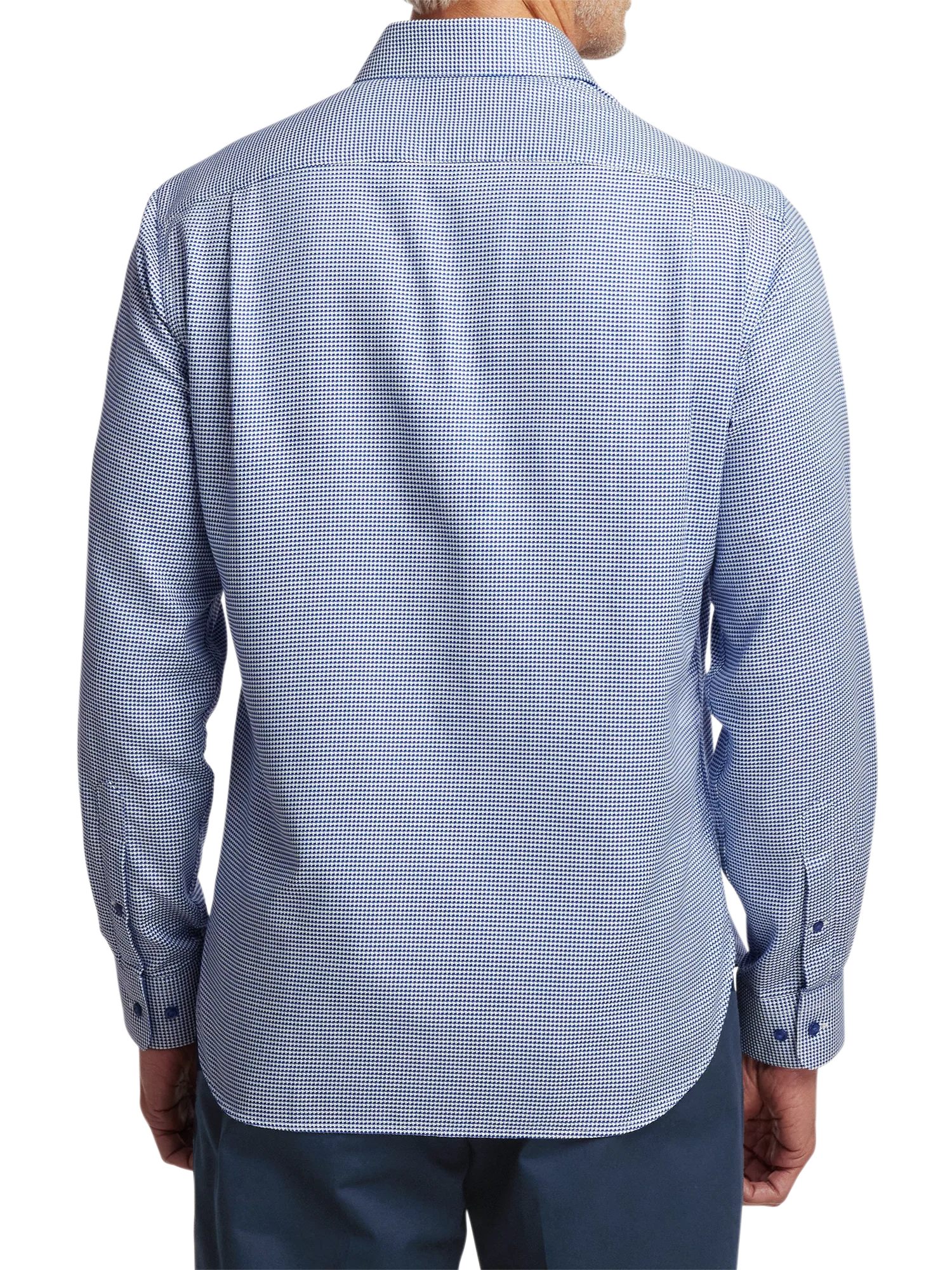 Cotton Houndstooth Casual Shirt - Blue - Image 5