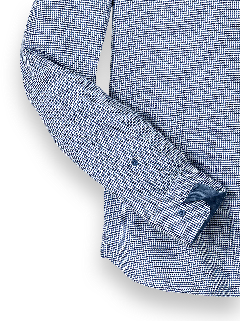 Cotton Houndstooth Casual Shirt - Blue - Image 7