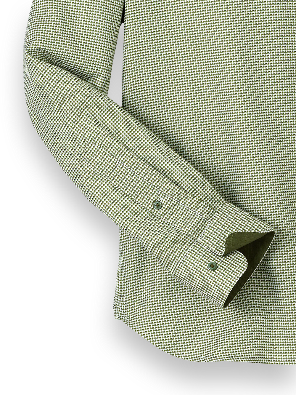Cotton Houndstooth Casual Shirt - Green - Image 7