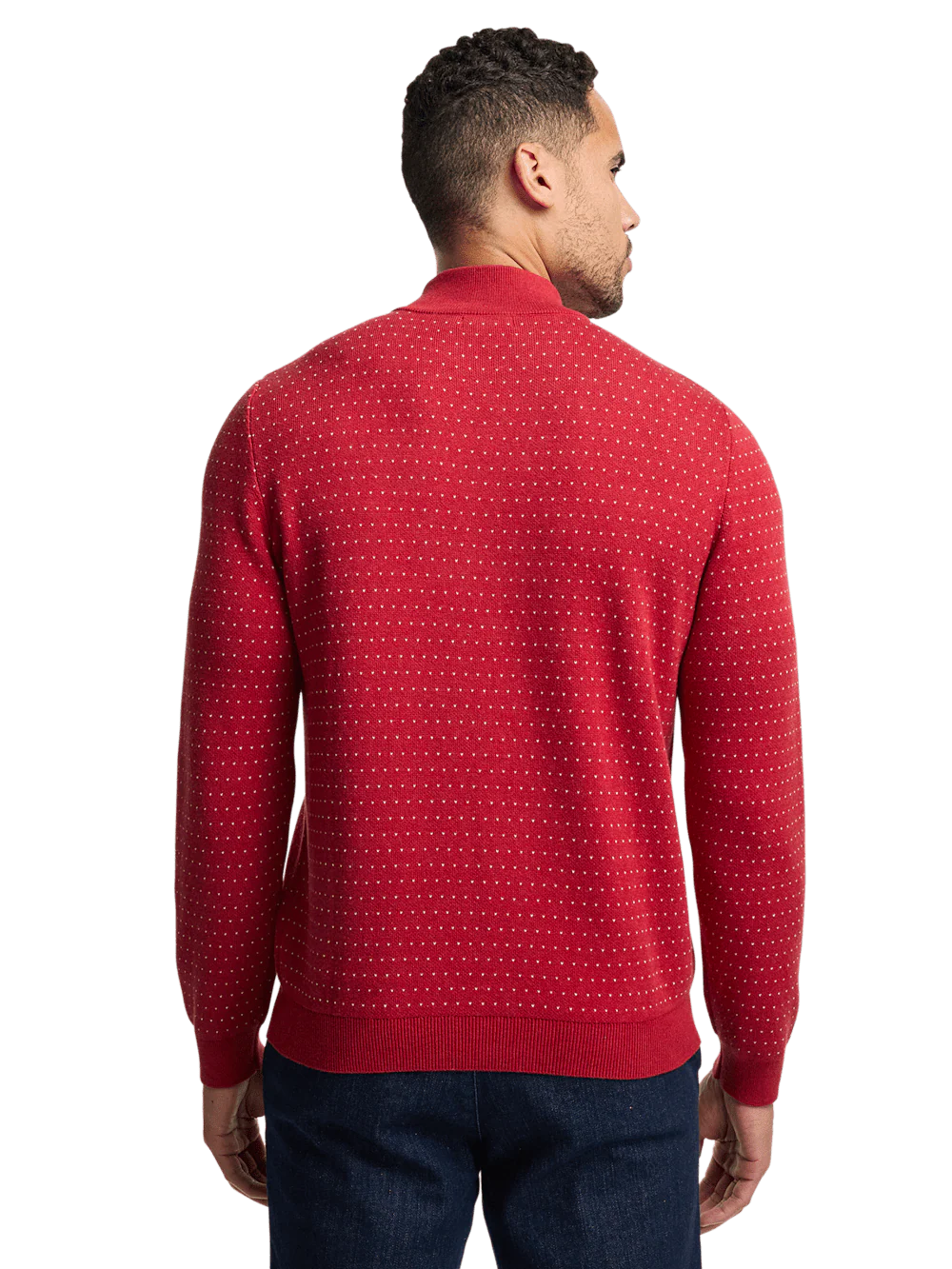 Cotton Mock Neck Sweater - Red - Image 5