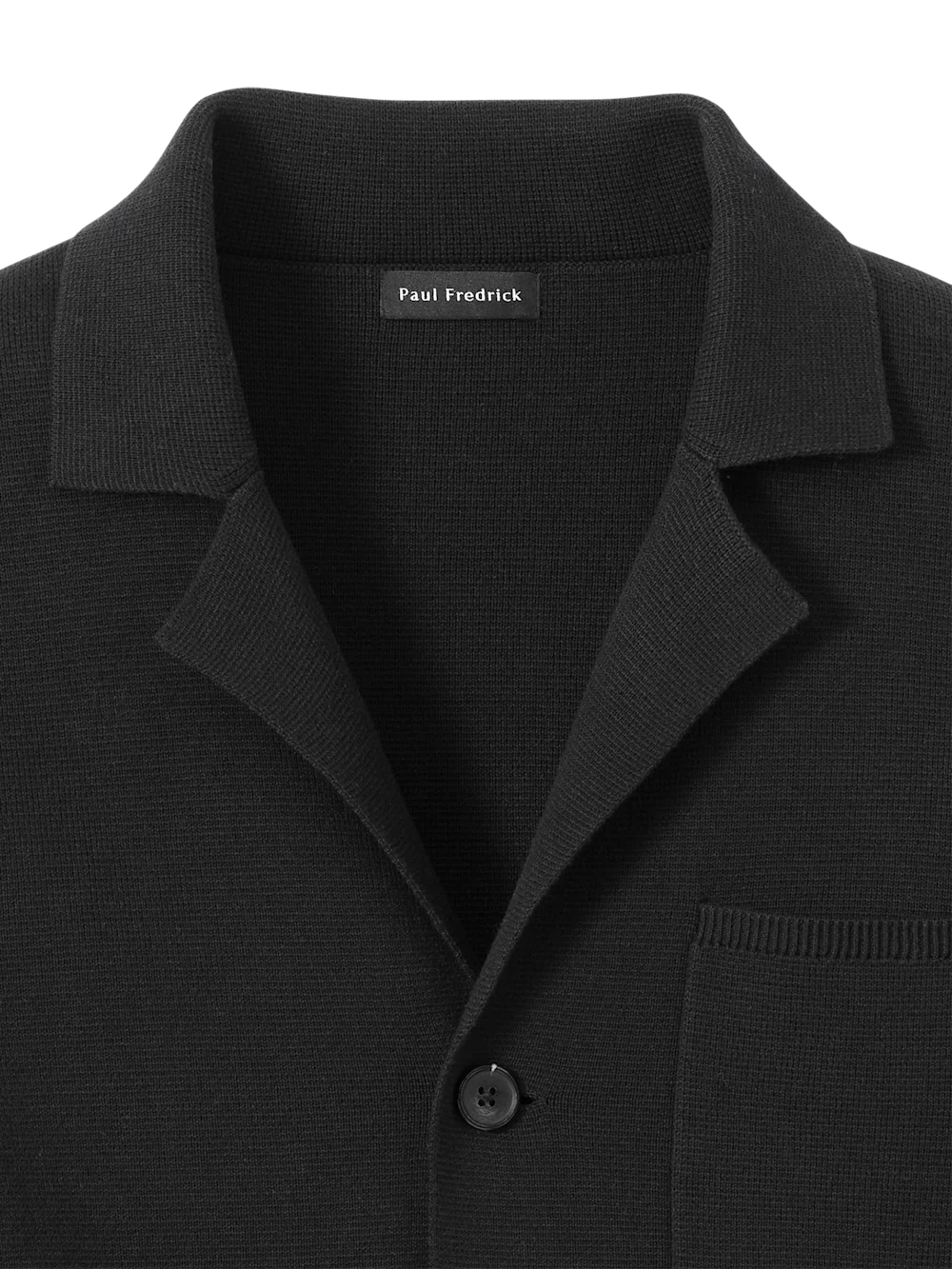 Cotton Notch Lapel Cardigan Sweater - Black - Image 6