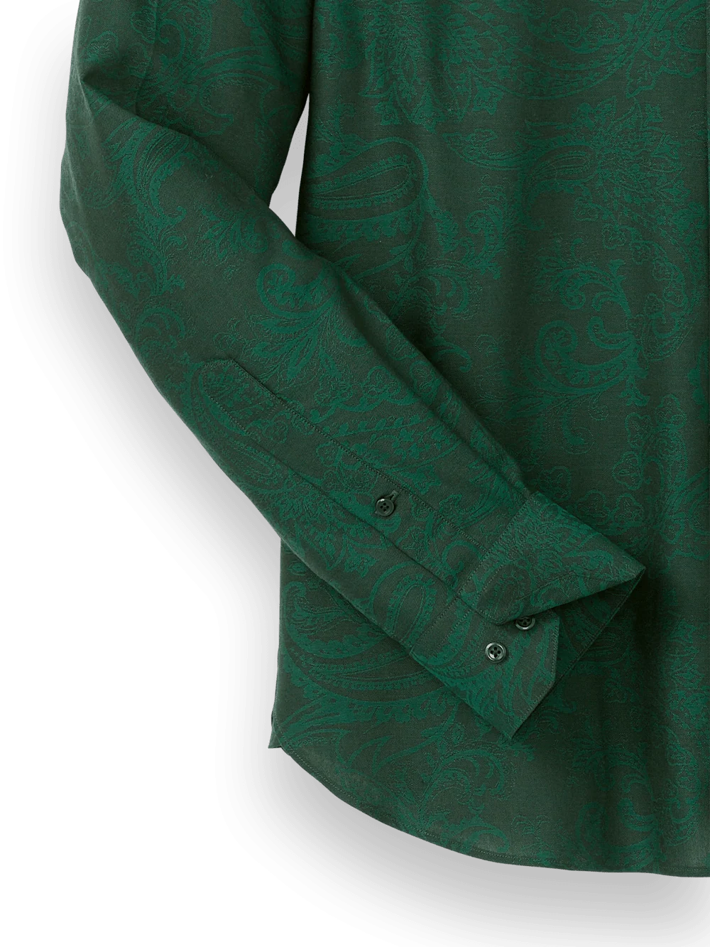 Cotton Paisley Jacquard Casual Shirt - Green - Image 7