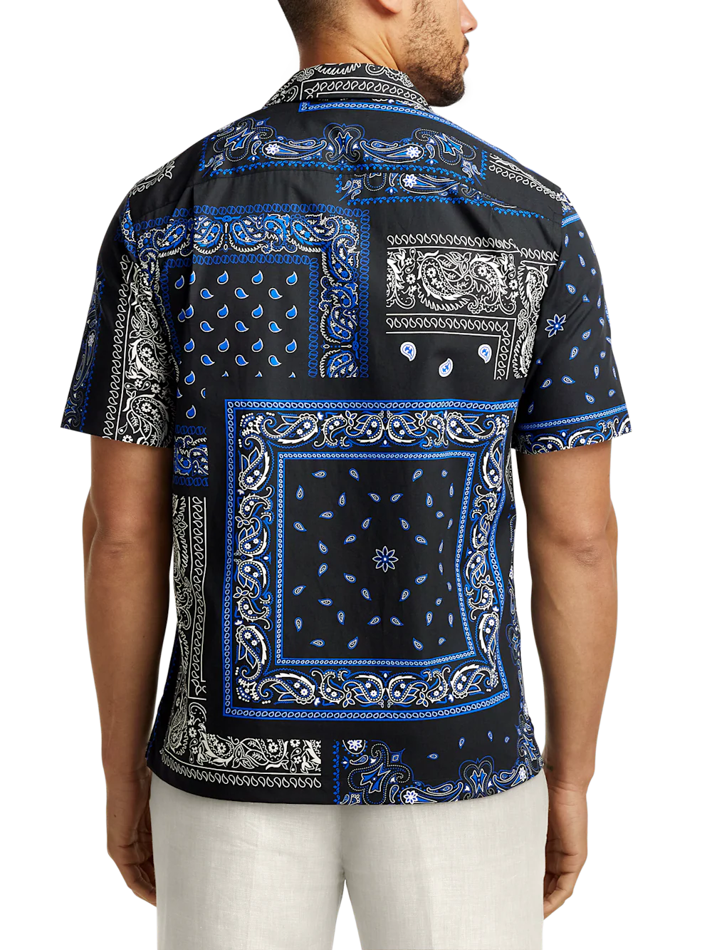 Cotton Paisley Print Casual Shirt - Black - Image 5