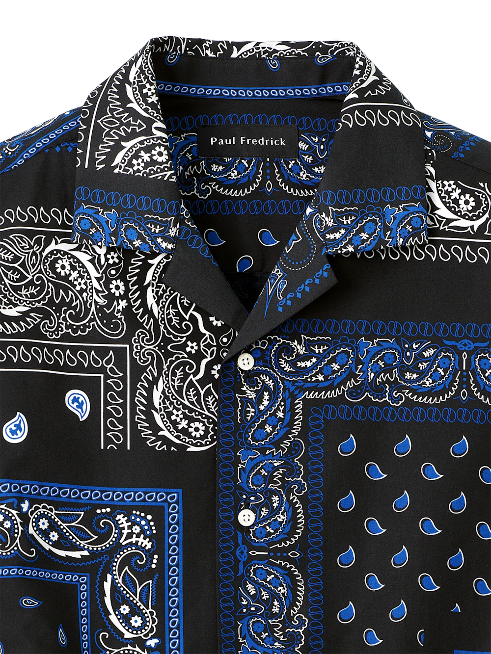 Cotton Paisley Print Casual Shirt - Black - Image 6