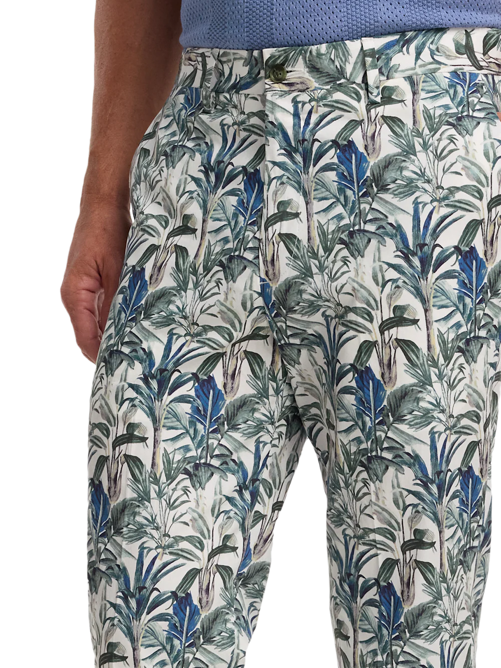 Cotton Printed Flat Fron Pants - White Multi - Image 3