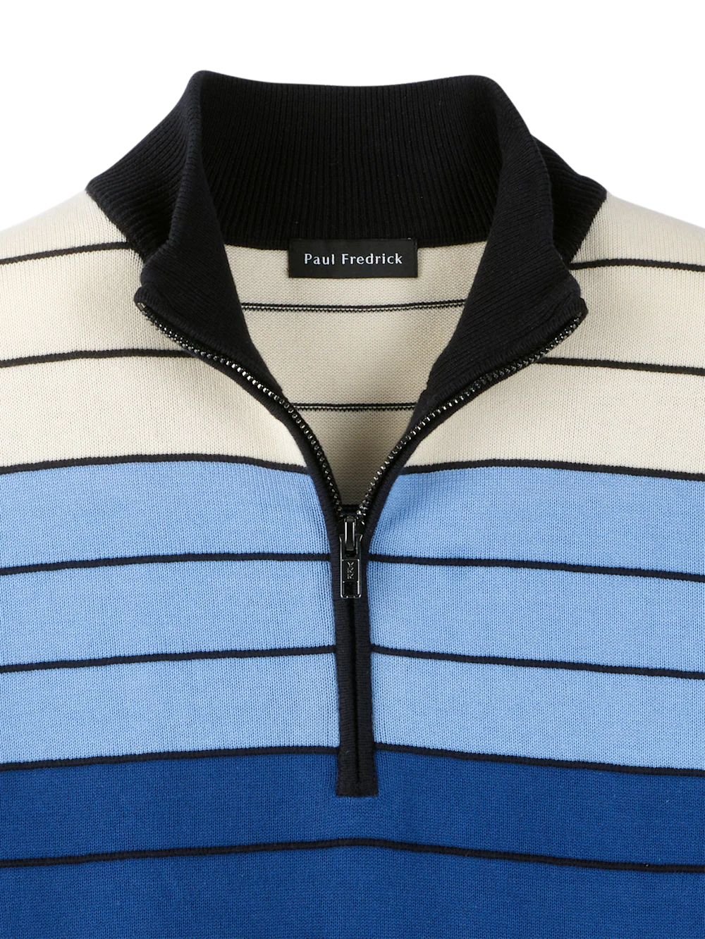 Cotton Quarter Zip Mock Neck Sweater - Multi - Image 6