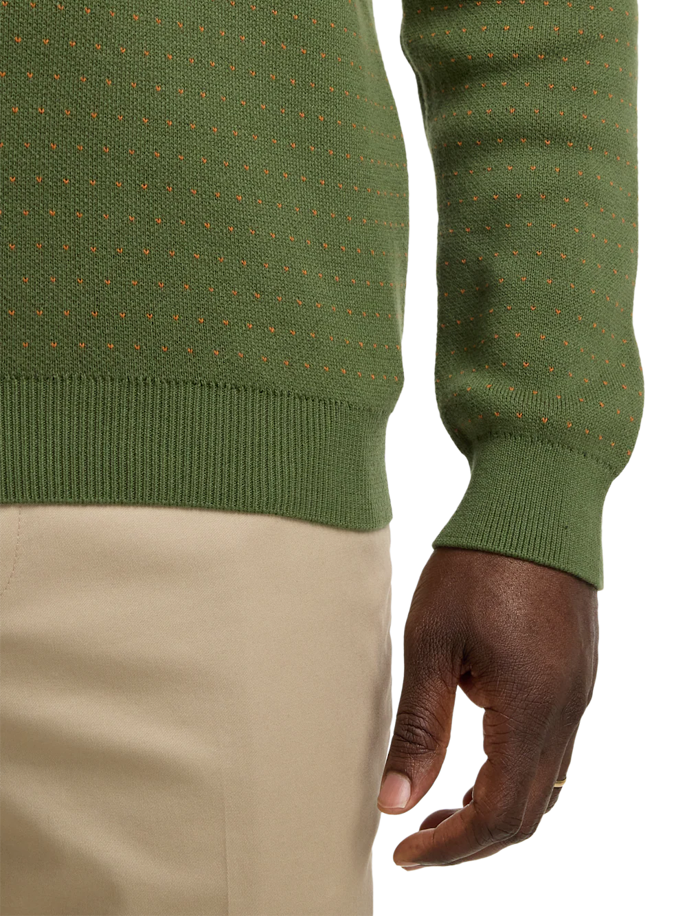 Cotton Quarter Zip Mock Neck Sweater - Olive - Image 4
