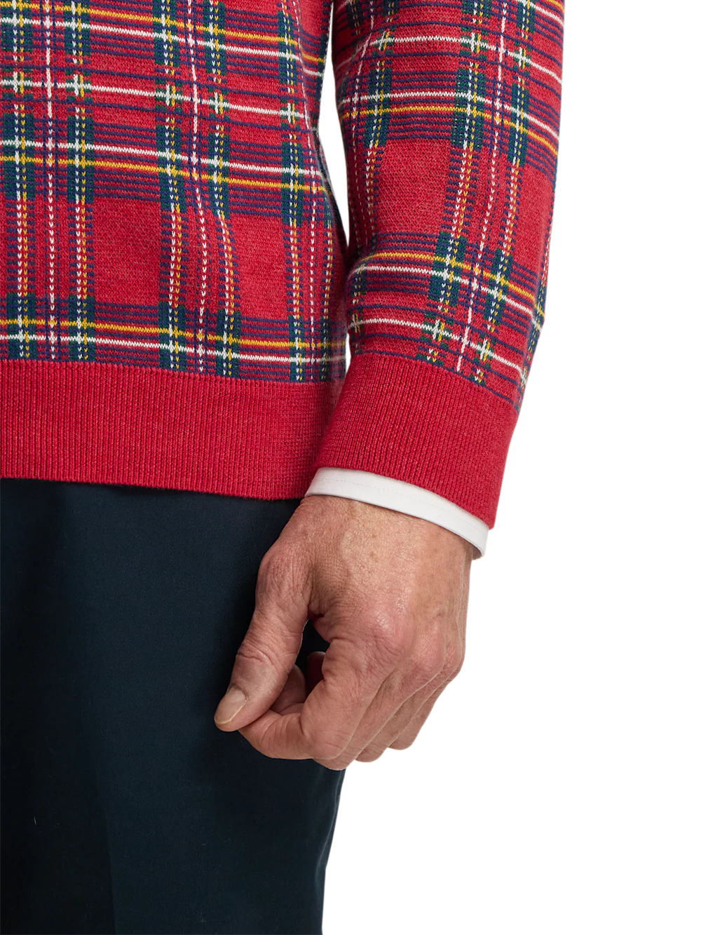 Cotton Quarter Zip Mock Neck Sweater - Red - Image 4