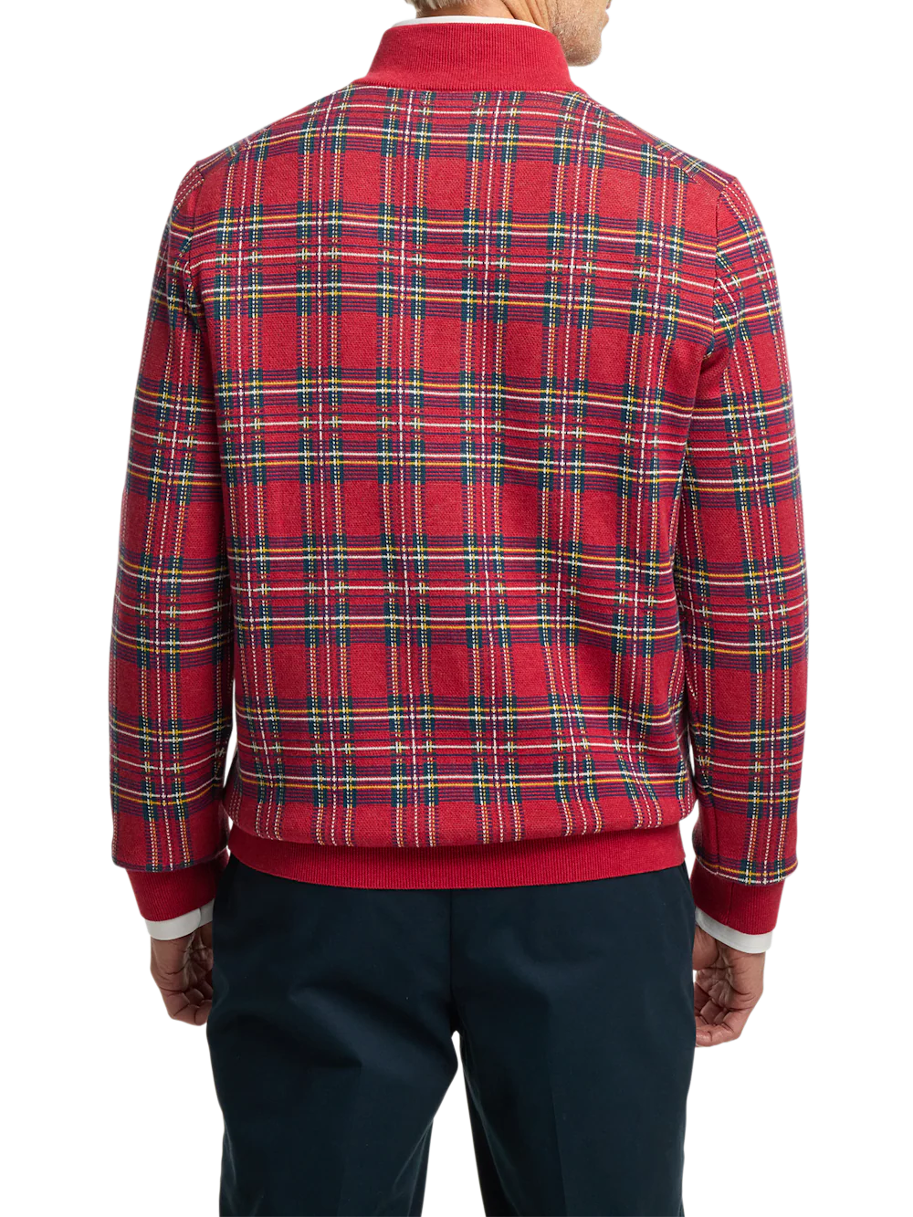 Cotton Quarter Zip Mock Neck Sweater - Red - Image 5