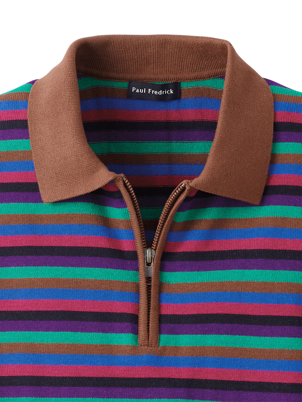 Cotton Quarter Zip Polo - Multi - Image 6