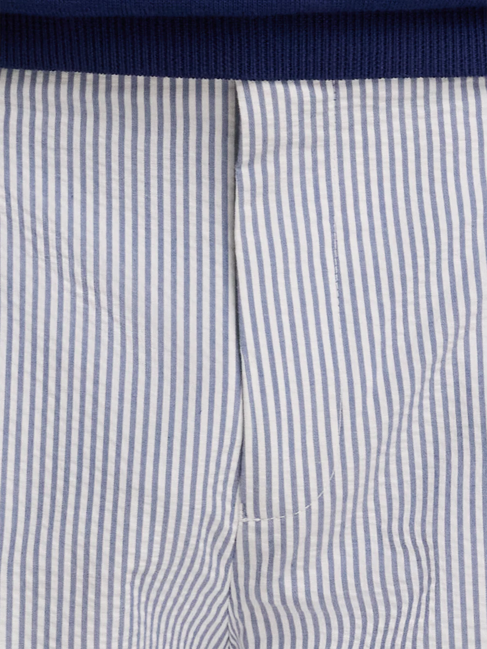 Cotton Seersucker Shorts - Dark Blue/white - Image 5