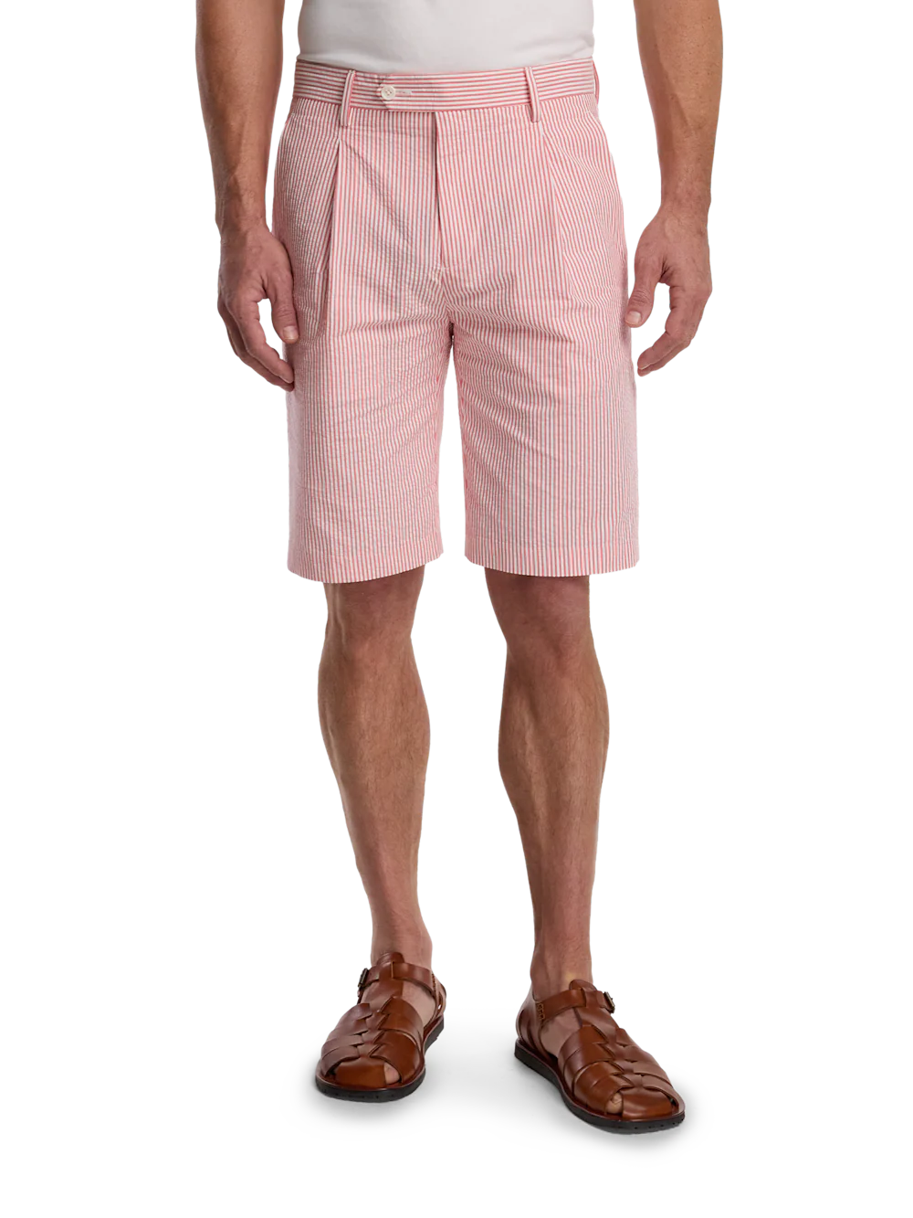 Cotton Seersucker Shorts - Red/white - Image 2