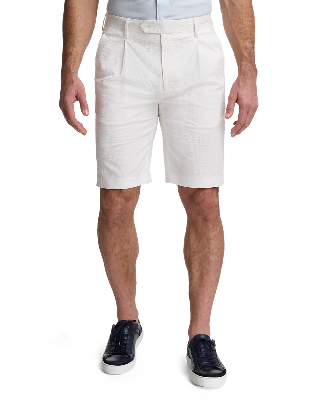 Cotton Seersucker Shorts - White - Image 2