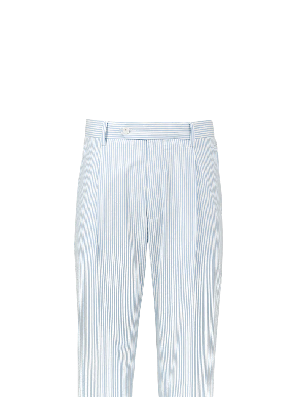 Cotton Seersucker Single Pleated Pants - White - Image 2