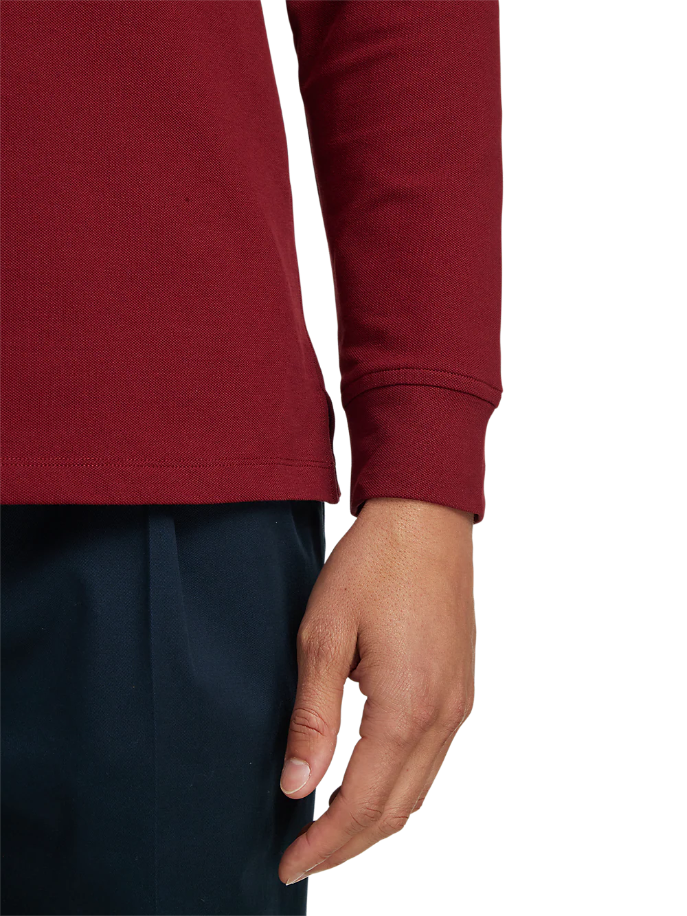 Cotton/Spandex Pique Three Button Polo - Burgundy - Image 4