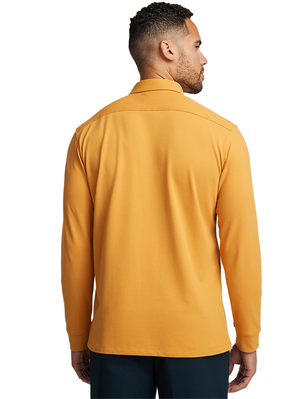 Cotton/Spandex Pique Three Button Polo - Gold - Image 5