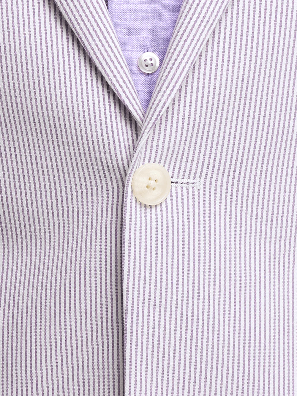 Cotton Stretch Stripe Seersucker Single Breasted Notch Lapel Suit Jacket - Purple/white - Image 5