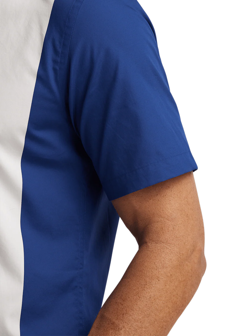Cotton Stripe Border Print Casual Shirt - Navy - Image 4