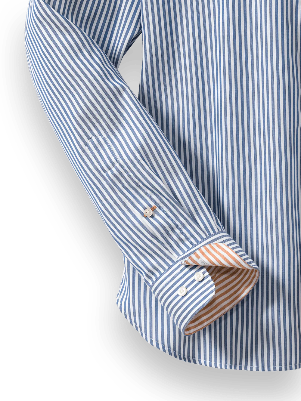 Cotton Stripe Casual Shirt - Blue/orange - Image 8