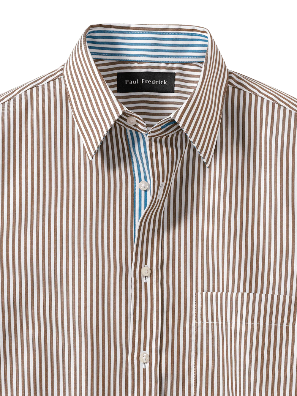 Cotton Stripe Casual Shirt - Brown/teal - Image 7