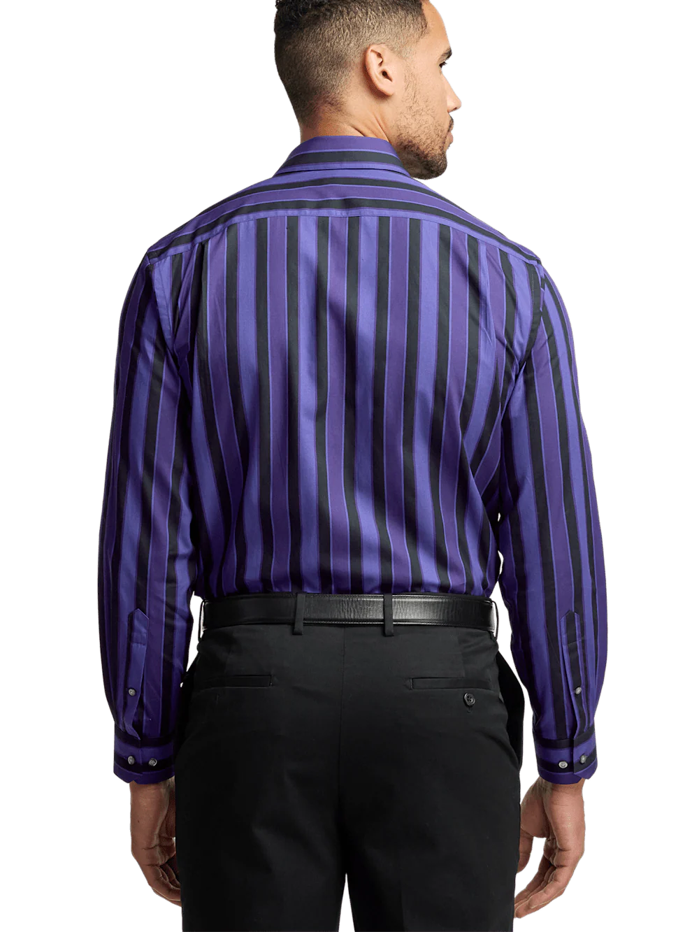 Cotton Stripe Casual Shirt - Purple - Image 5