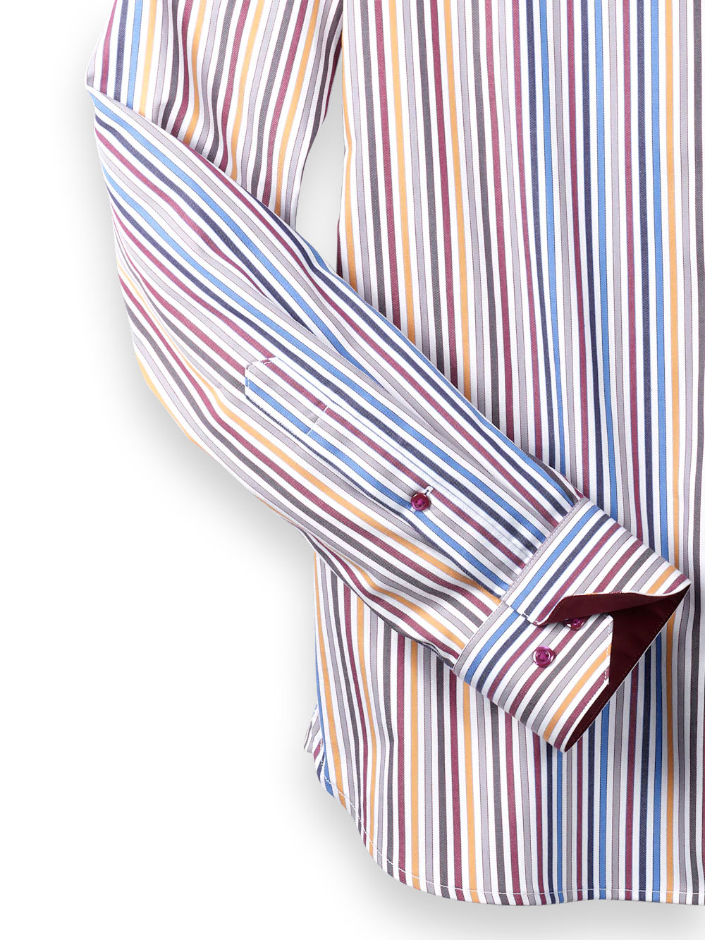 Cotton Stripe Point Collar Casual Shirt - Multi - Image 8