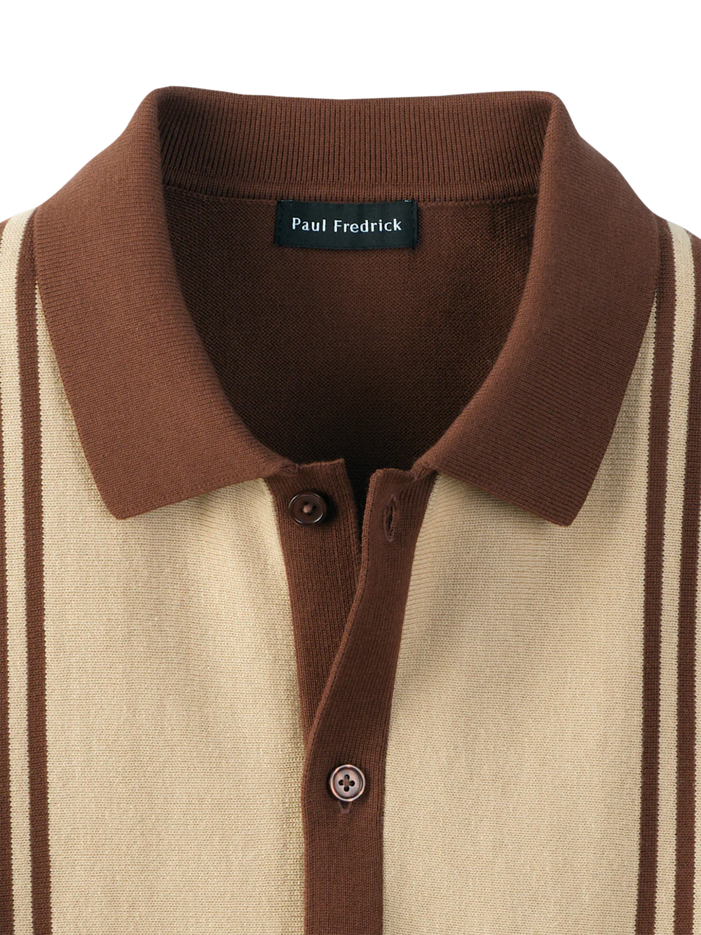 Cotton Three Button Front Polo - Brown - Image 6
