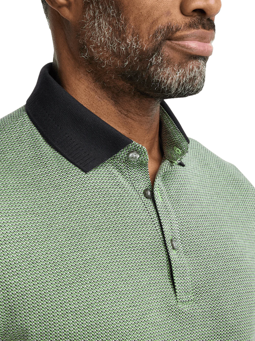 Cotton Three Button Polo - Green Multi - Image 3