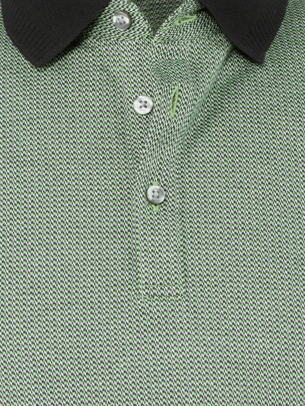 Cotton Three Button Polo - Green Multi - Image 7