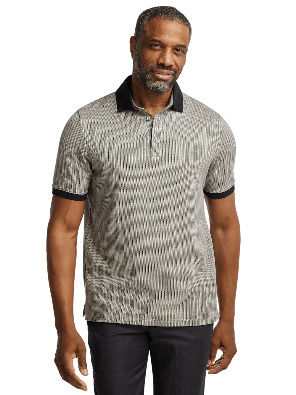 Cotton Three Button Polo - Tan Multi - Image 2