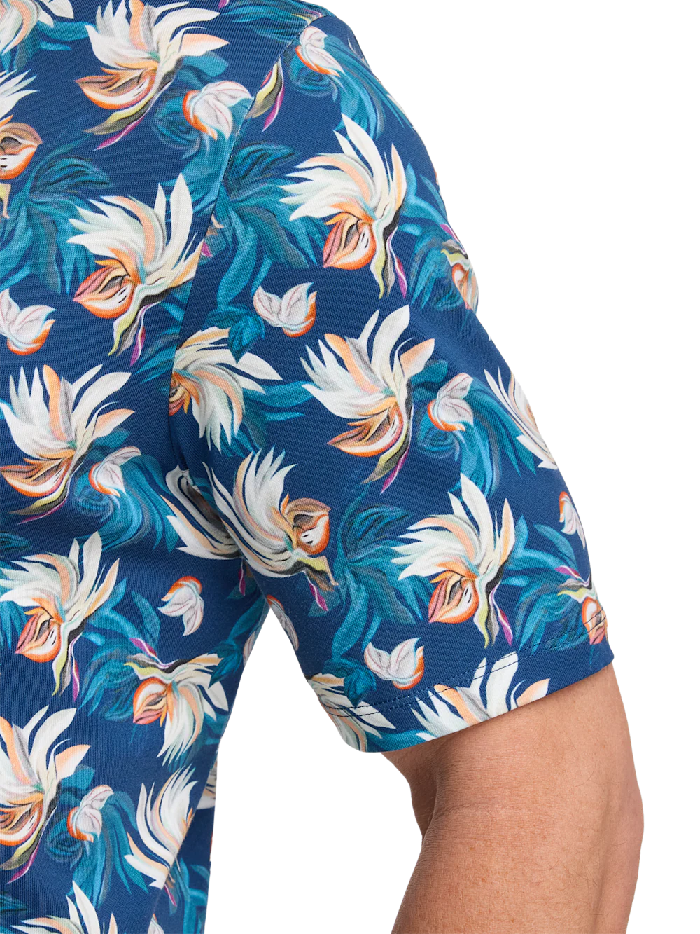 Cotton Three Button Polo - Blue - Image 5