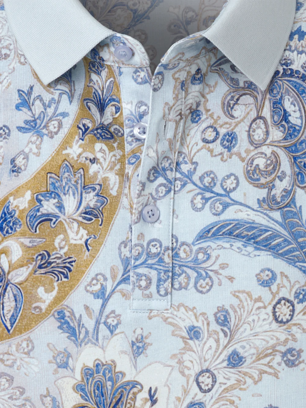 Cotton Three Button Polo - Light Blue - Image 7