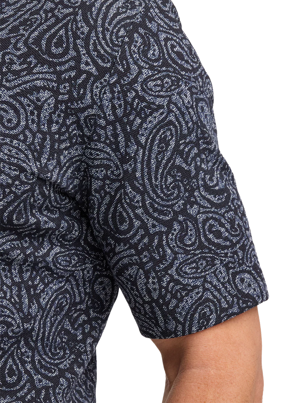 Cotton Three Button Polo - Navy - Image 5