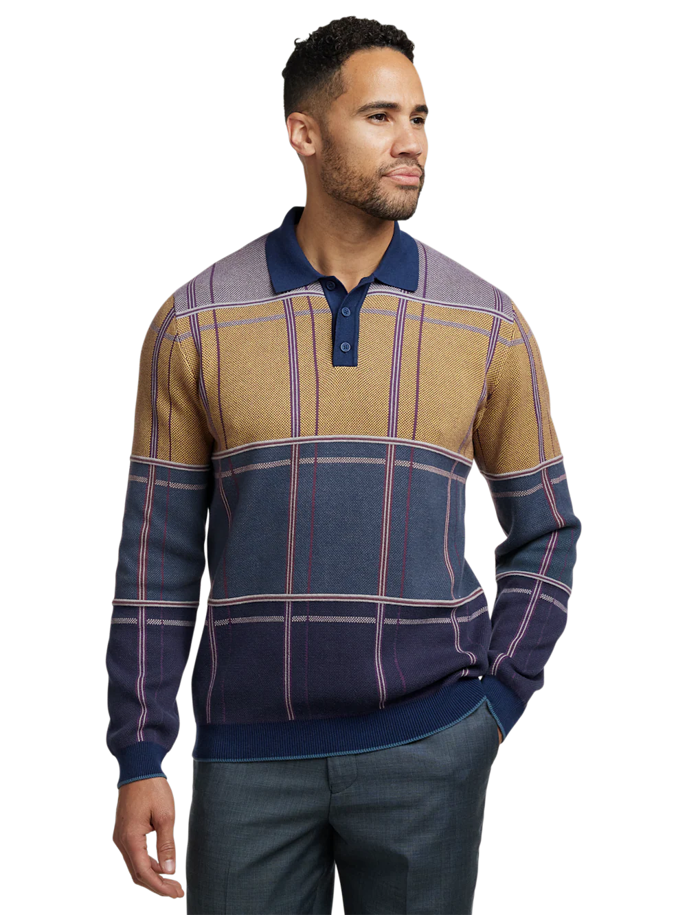 Cotton Three Button Polo - Multi - Image 2