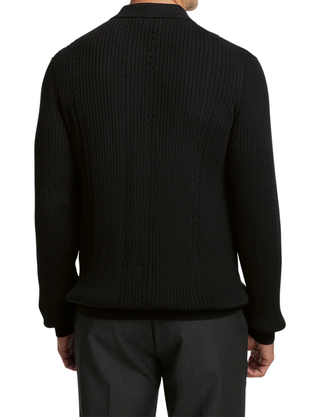 Cotton Three Button Polo - Black - Image 5