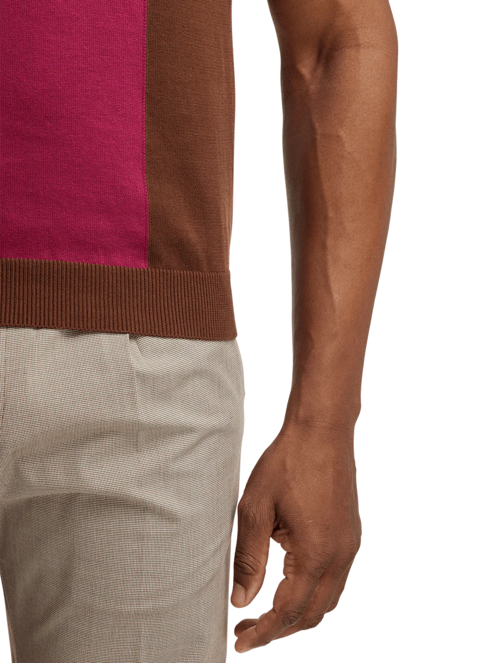 Cotton Three Button Polo - Brown Multi - Image 4
