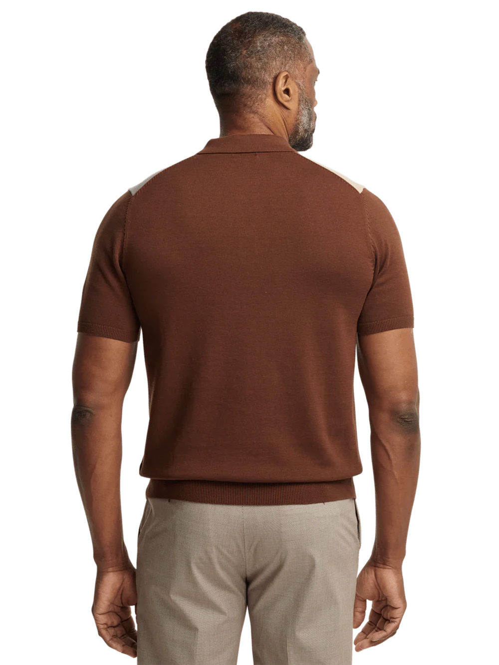 Cotton Three Button Polo - Brown Multi - Image 5