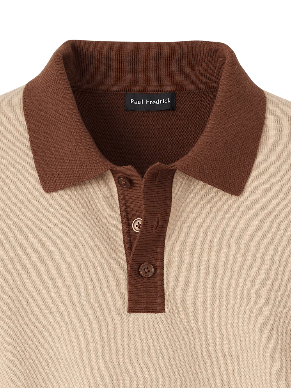 Cotton Three Button Polo - Brown Multi - Image 6