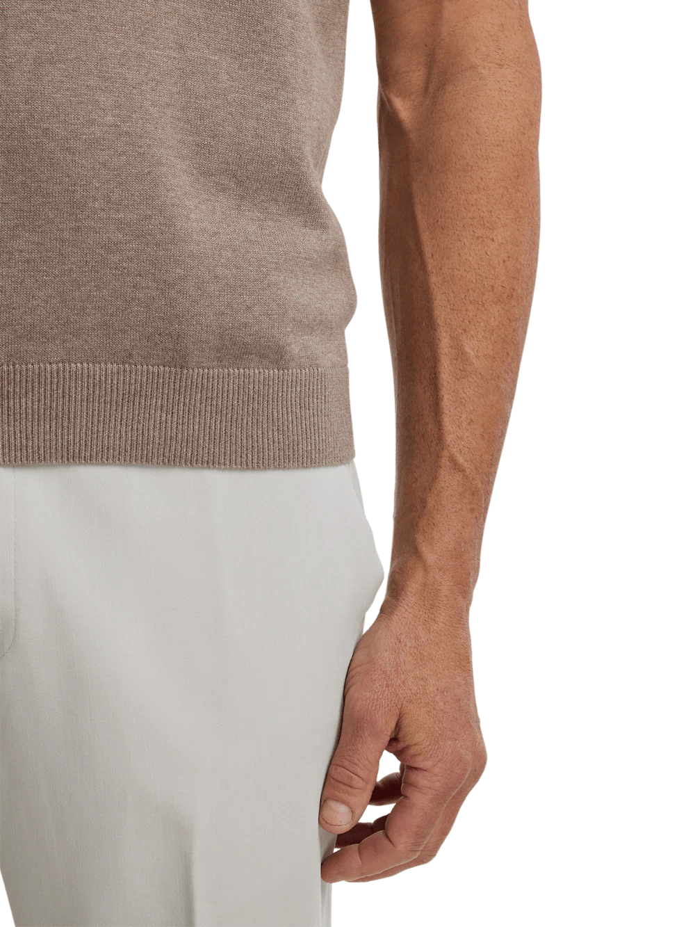 Cotton Three Button Polo - Brown - Image 4