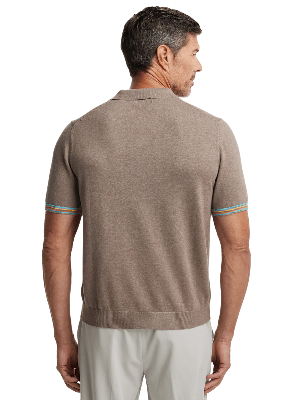 Cotton Three Button Polo - Brown - Image 5