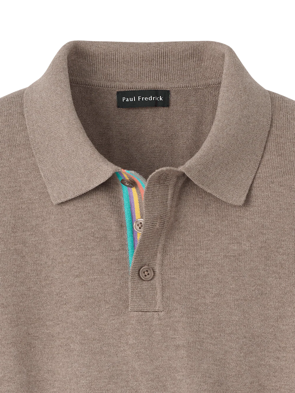 Cotton Three Button Polo - Brown - Image 6