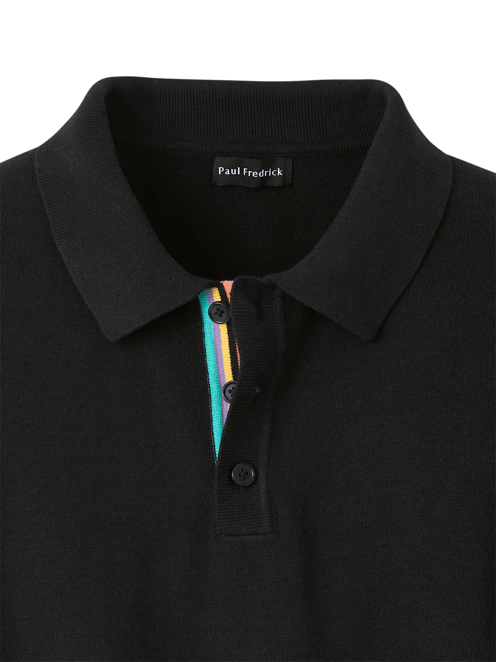 Cotton Three Button Polo - Black - Image 6