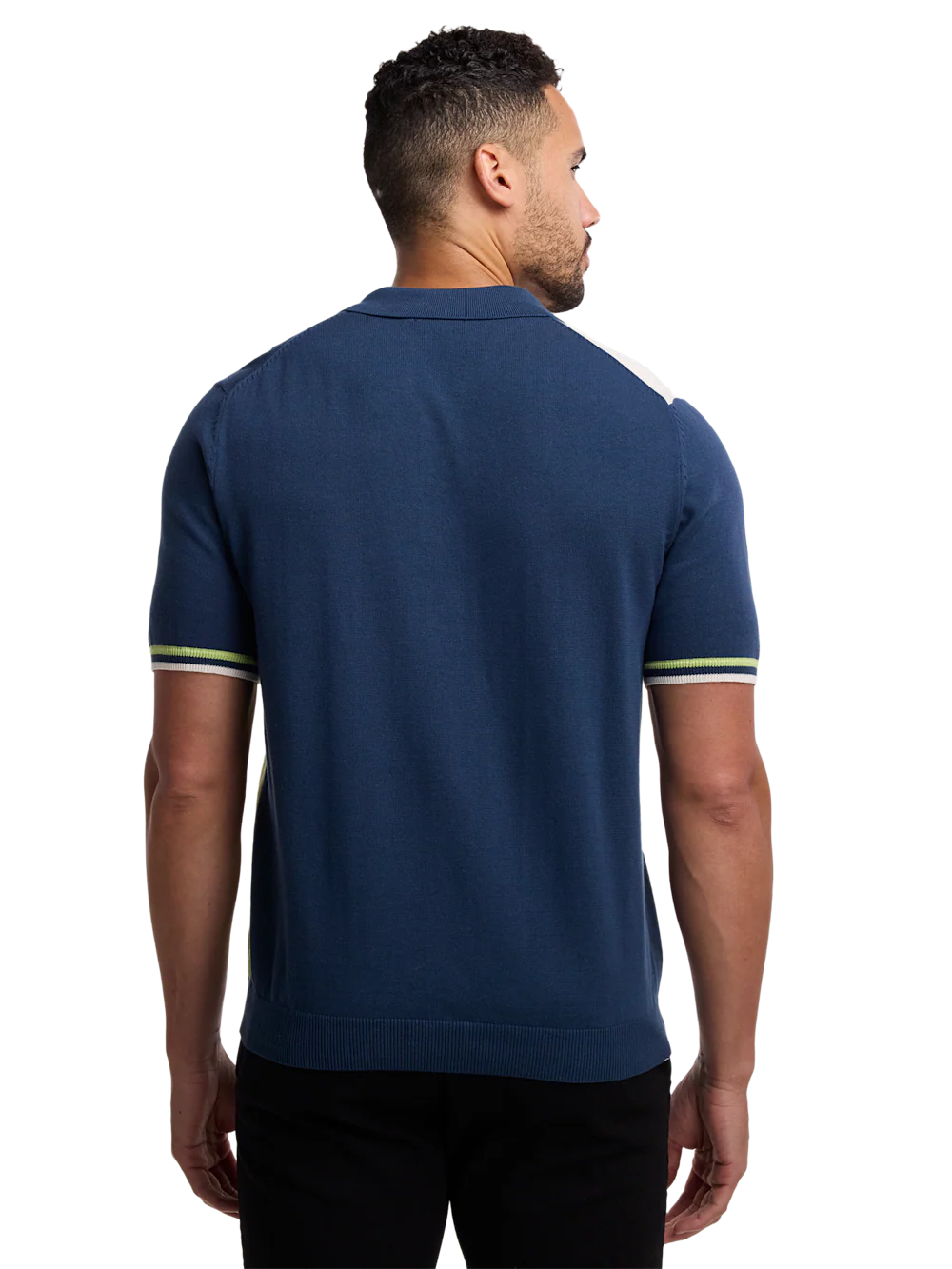 Cotton Three Button Polo - Blue Multi - Image 5