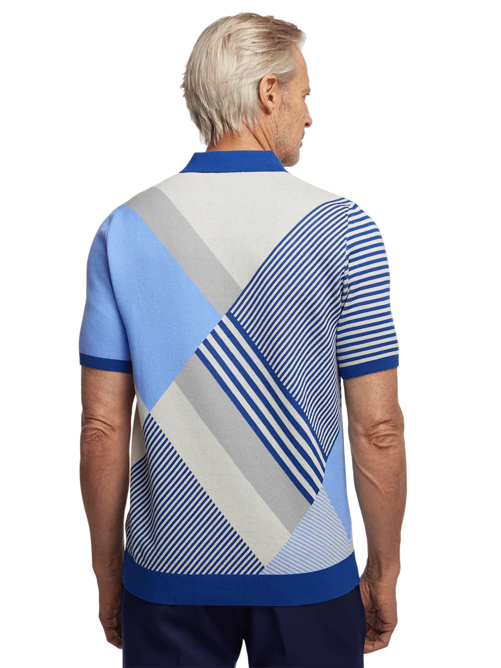 Cotton Three Button Polo - Blue Multi - Image 5