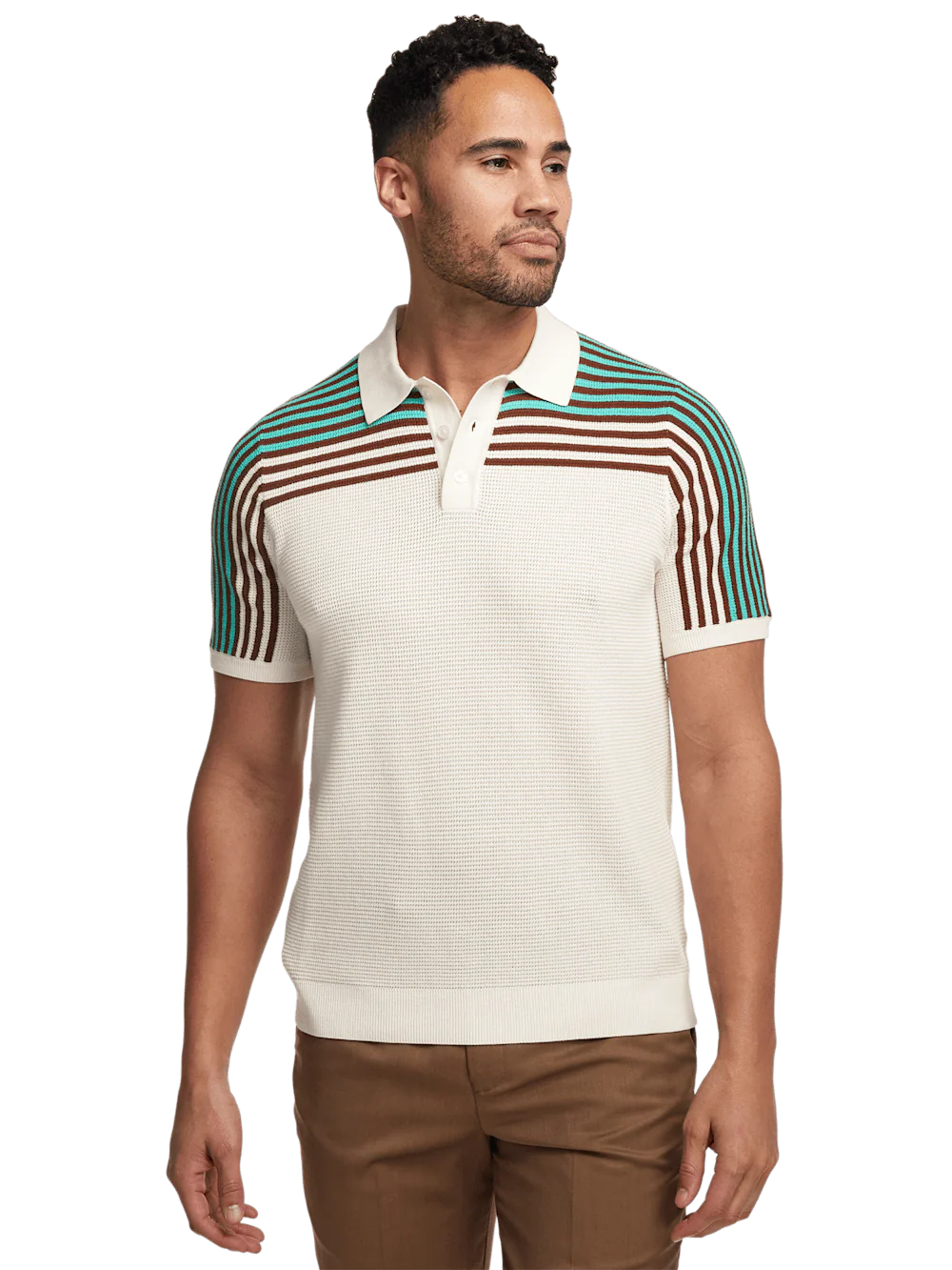 Cotton Three Button Polo - Multi - Image 2